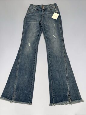 The Kancan Miranda Ultra High Rise Flare Jeans Distressed Dark - NWT